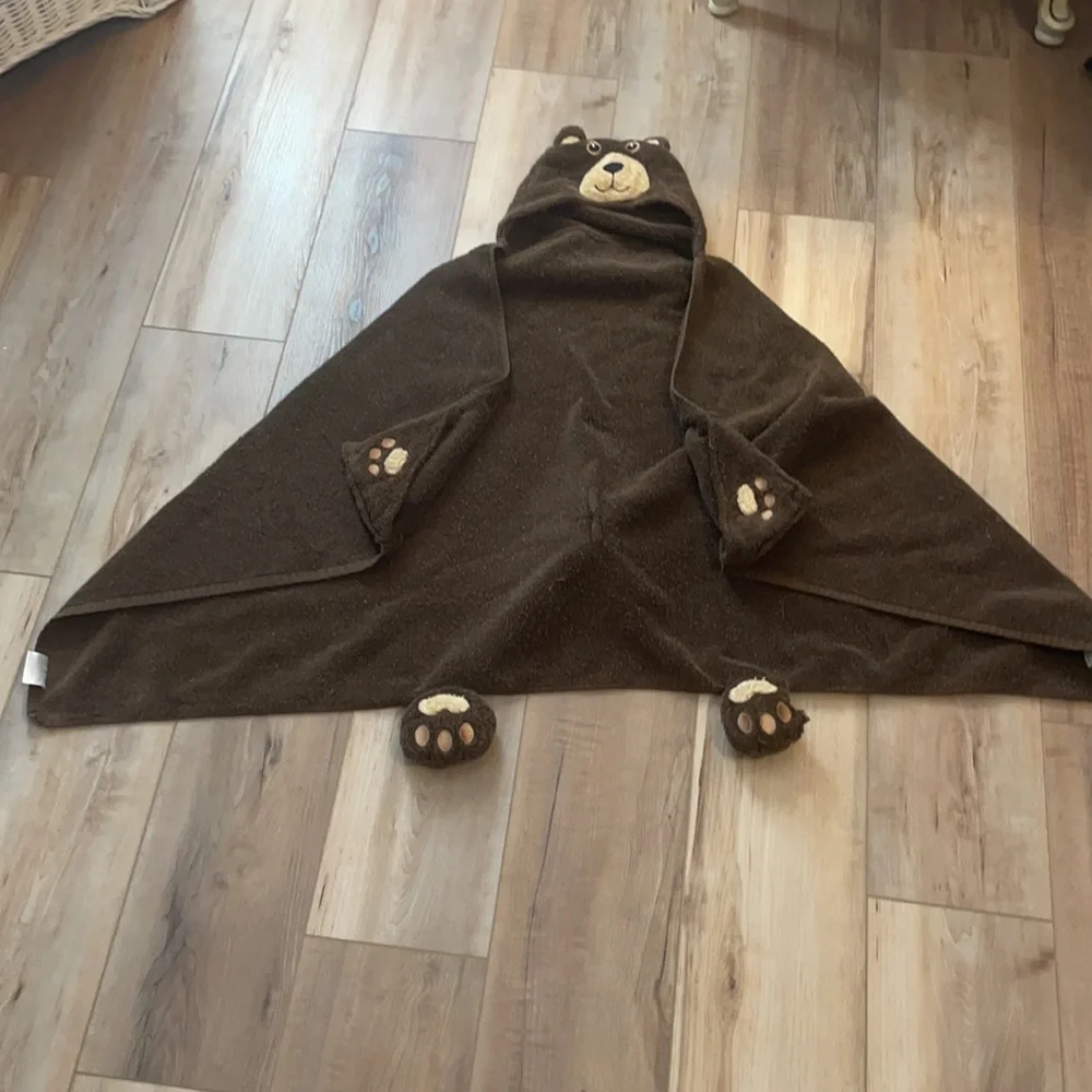 Vtg 1990’s Pickles Hooded Brown Bear Infant Baby Toddler Towel Bath Beach Animal